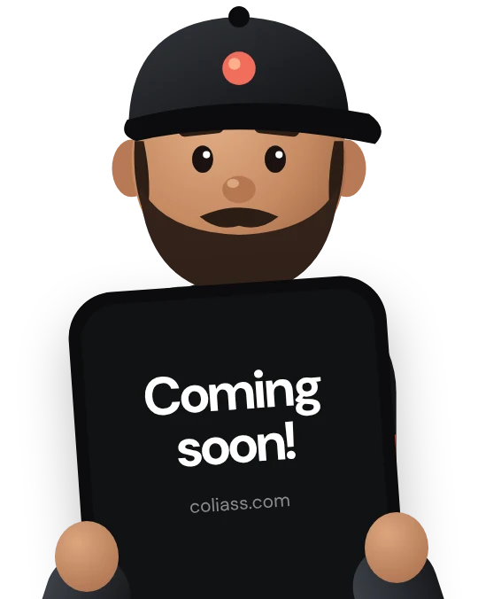 A Colias driver holding up a phone that reads Coming soon!